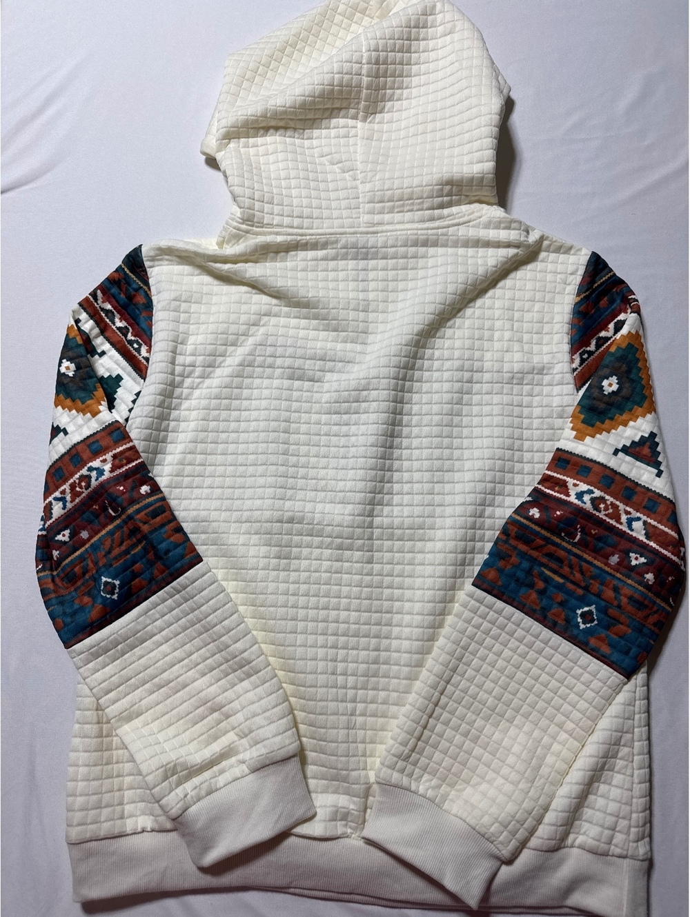 Carhartt Cream Quilted Hoodie with Multi-Color Aztec Panel - Picture 6 of 6
